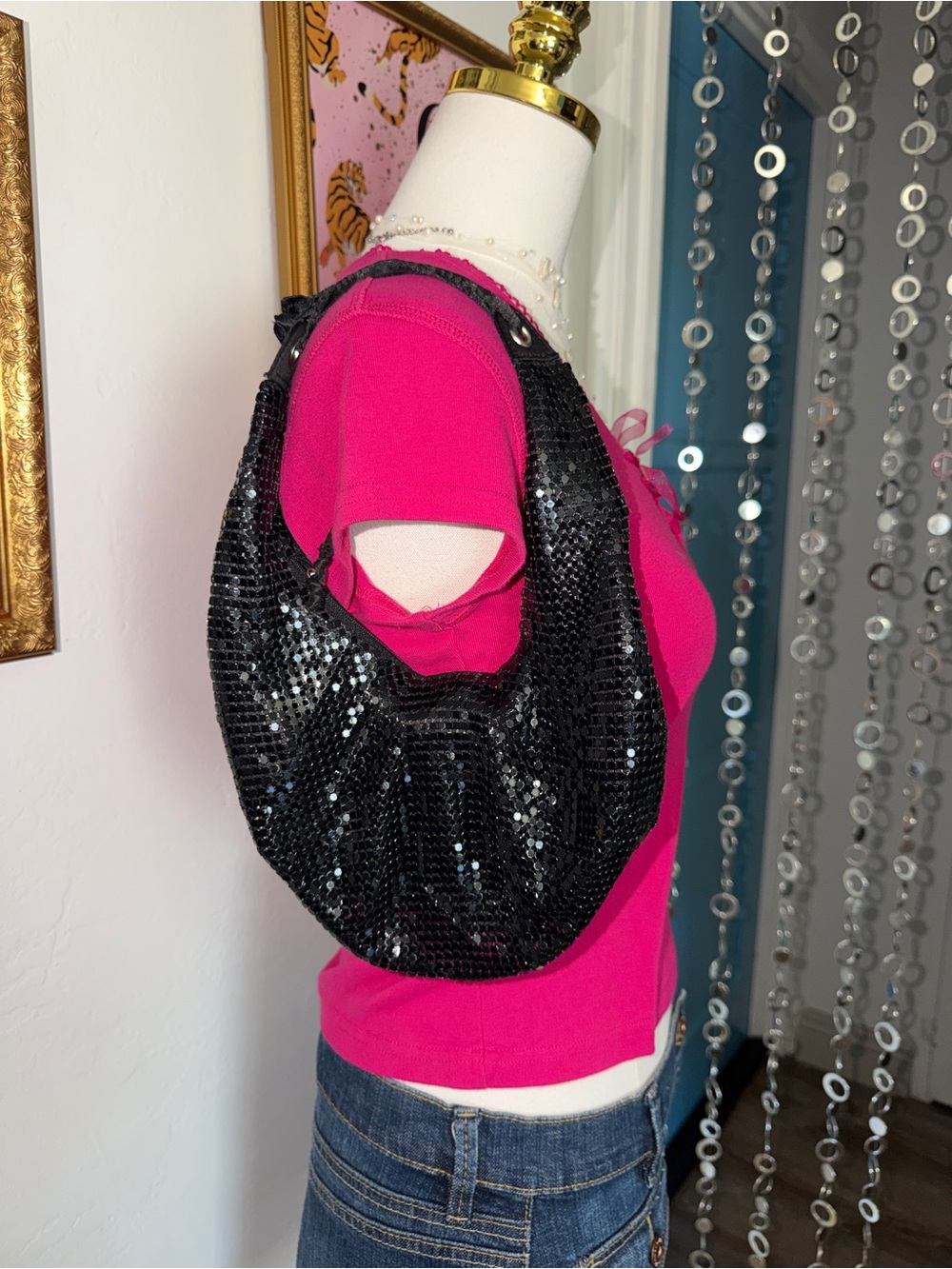 Black Chain Shoulder Bag - Sleek Evening Hobo